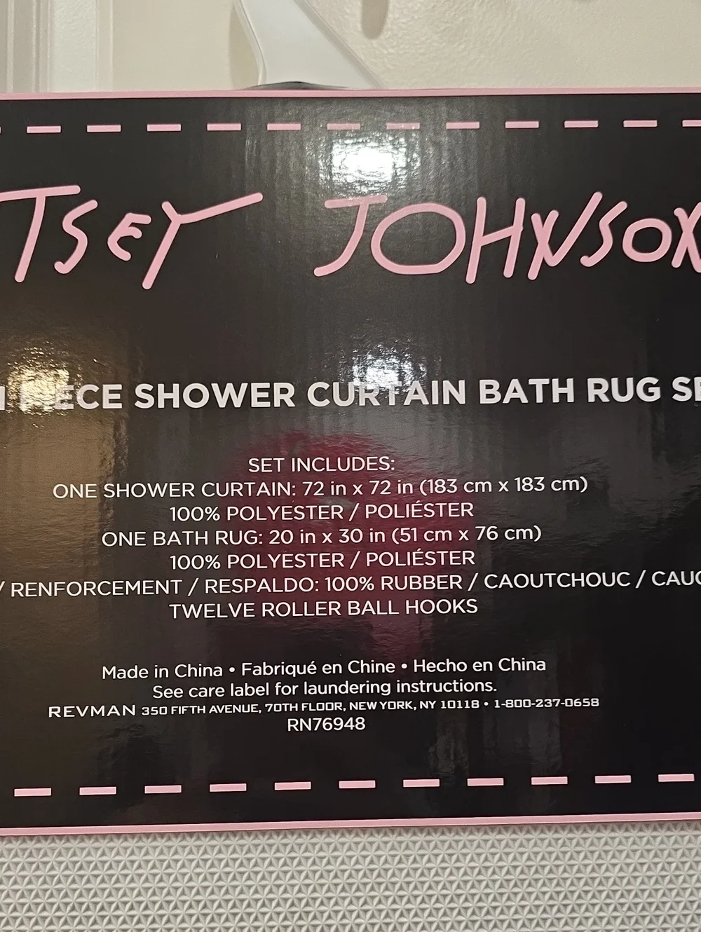 Betsey Johnson Heart & Kiss Pattern Multi-Piece Shower Curtain & Bath Rug Set